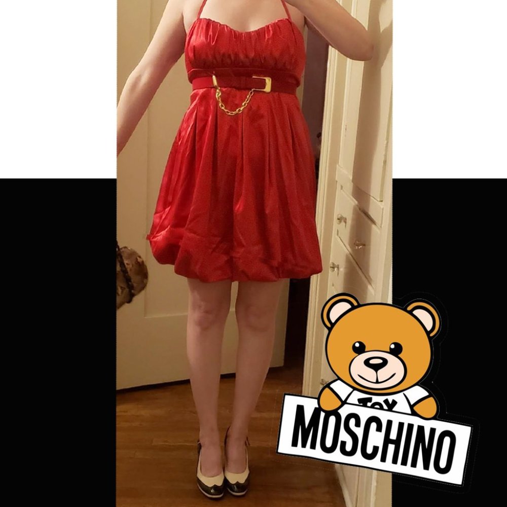 Moschino Couture Y2k Red Satin Bubble Dress